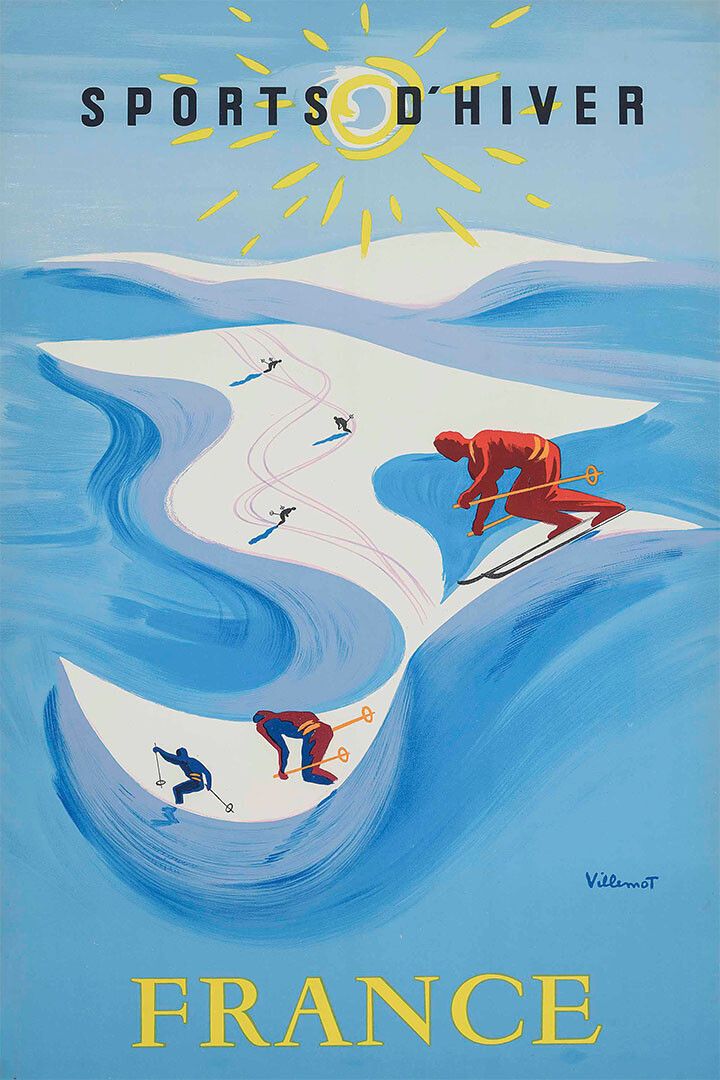 Winter Sports France 1940S Classic Vintage Skiing Ad Keychain
