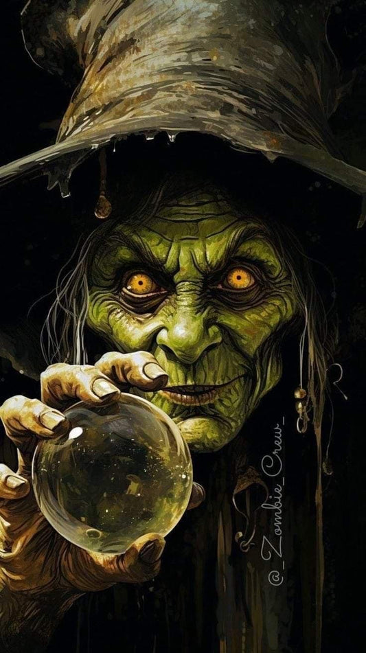 Witch With Crystal Ball Print Poster