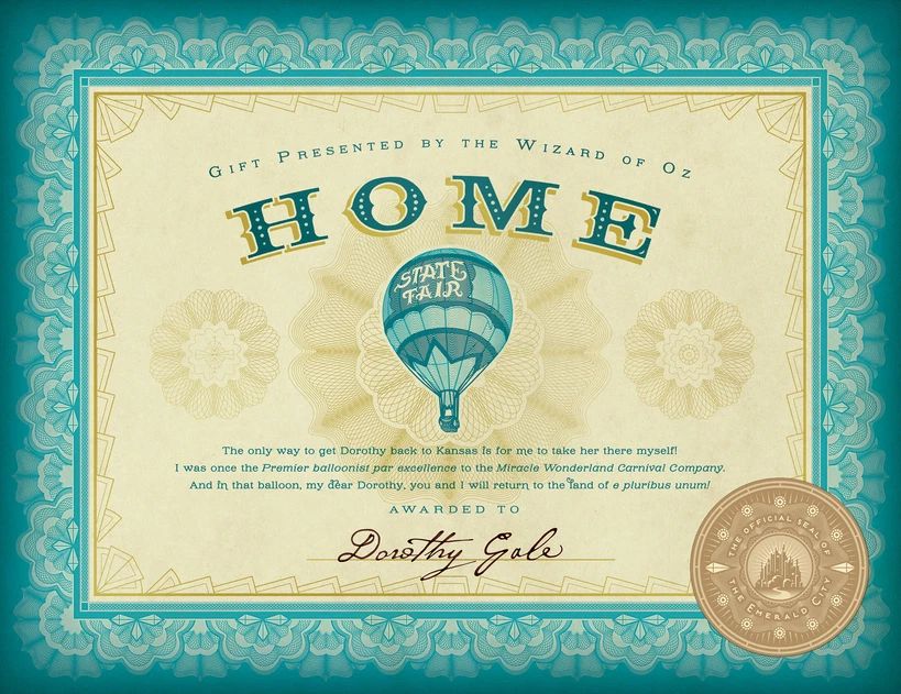 Wizard Of Oz Emerald City Dorothy Gale Home Certificate Kansas Propreplica