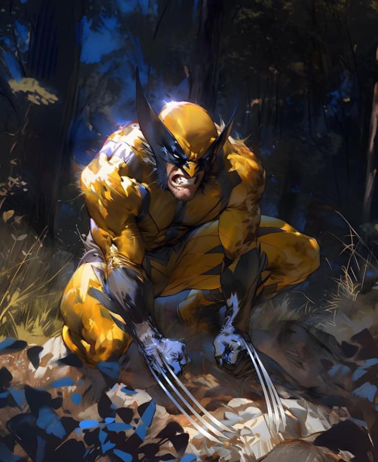 Wolverine Action Forest Print Poster