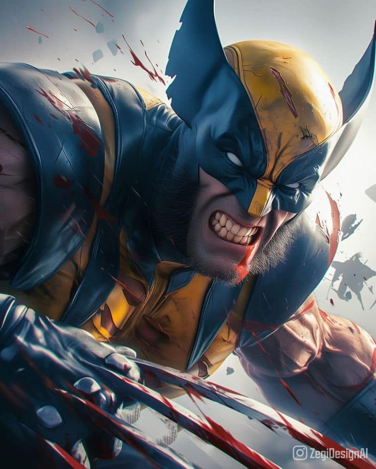 Wolverine Action Portrait (1) Print Poster