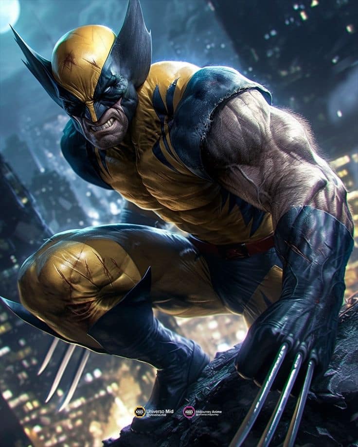 Wolverine Action Pose Night Cityscape Jigsaw Puzzle