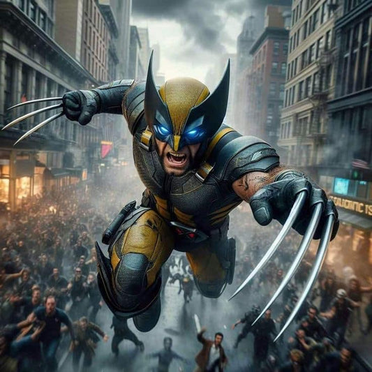 Wolverine Action Scene Cityscape Print Poster