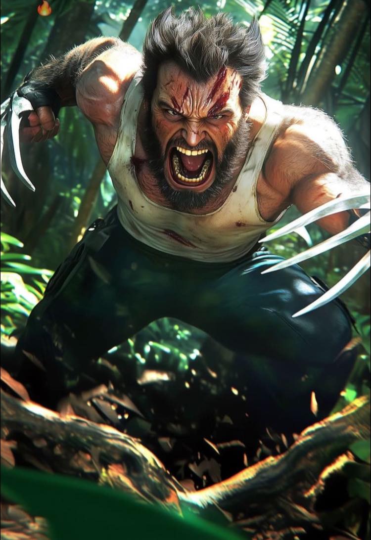 Wolverine Attack Jungle Print Poster