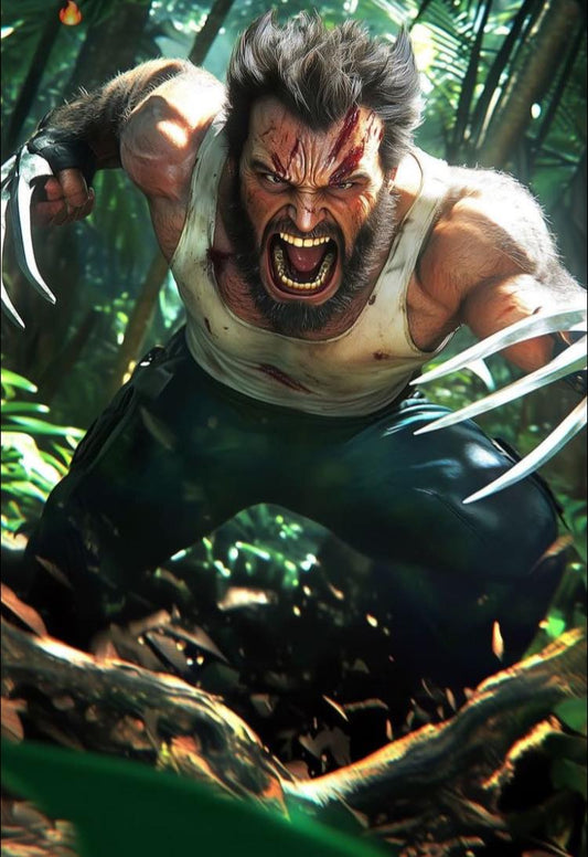 Wolverine Attack Jungle Print Poster