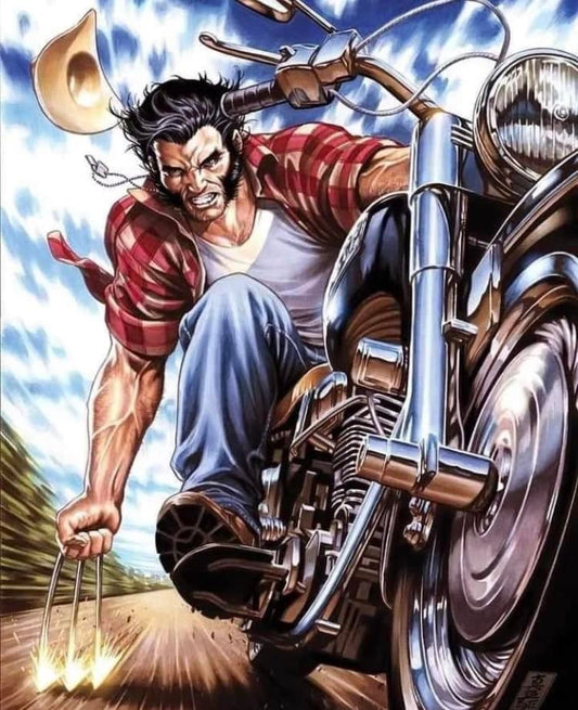 Wolverine Biker Action Print Poster