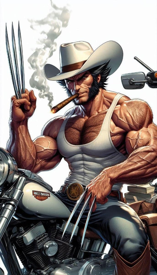 Wolverine Biker Hero Print Poster