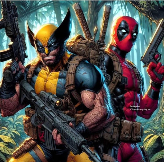 Wolverine Deadpool Action Scene Print Poster