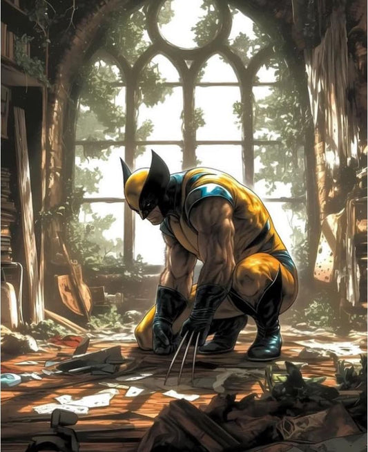 Wolverine In Abandoned Library Print Poster