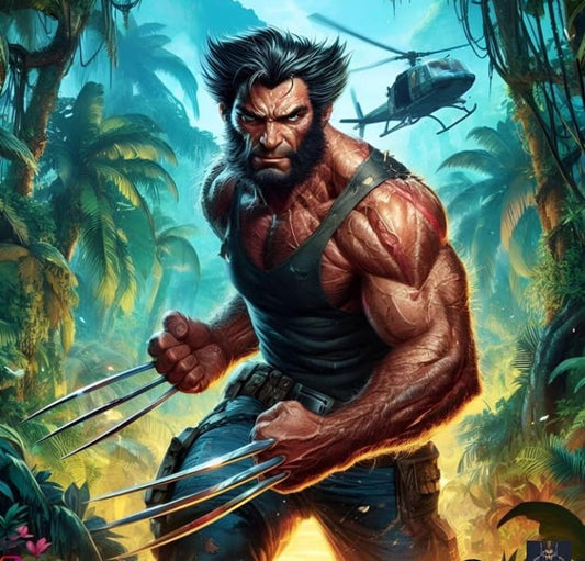 Wolverine Jungle Action Artwork Print Poster