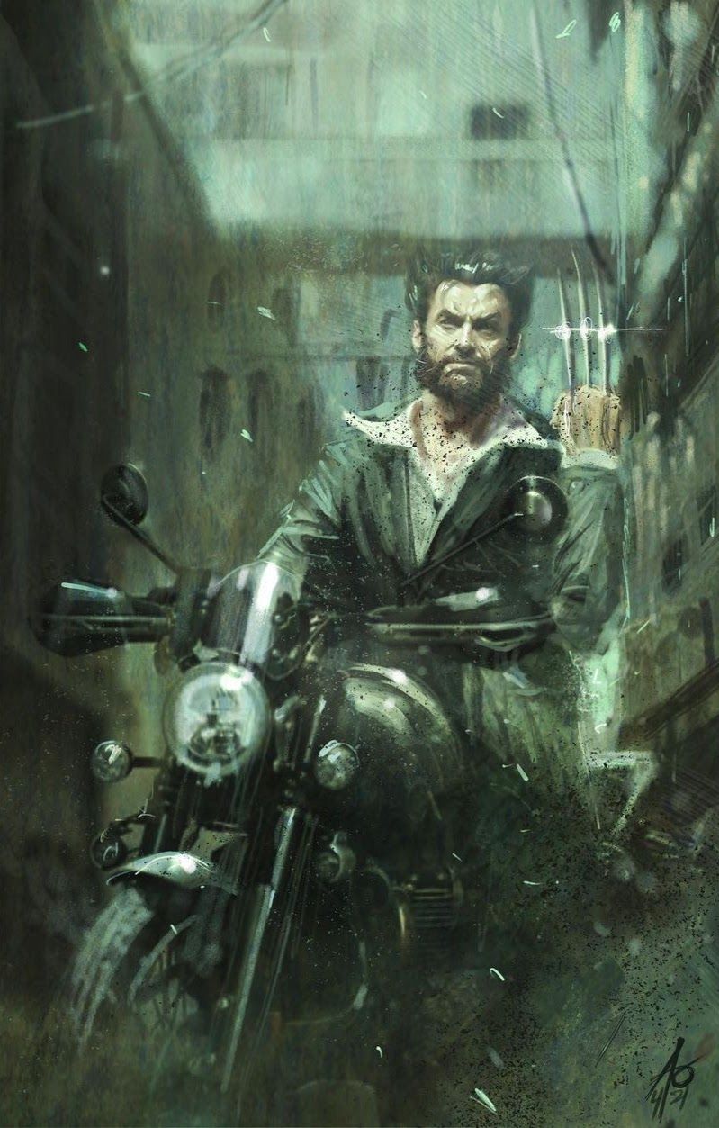 Wolverine Motorcycle Urban Setting Print Poster