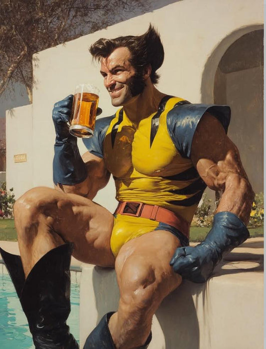 Wolverine Poolside Beer Print Poster