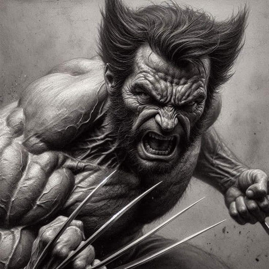 Wolverine Portrait Angry Illustration Print Poster