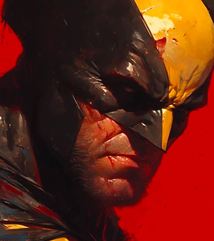Wolverine Portrait Red Background Print Poster