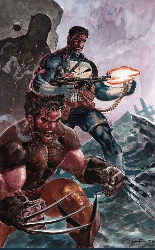 Wolverine Punisher Action Comic Art Print Poster