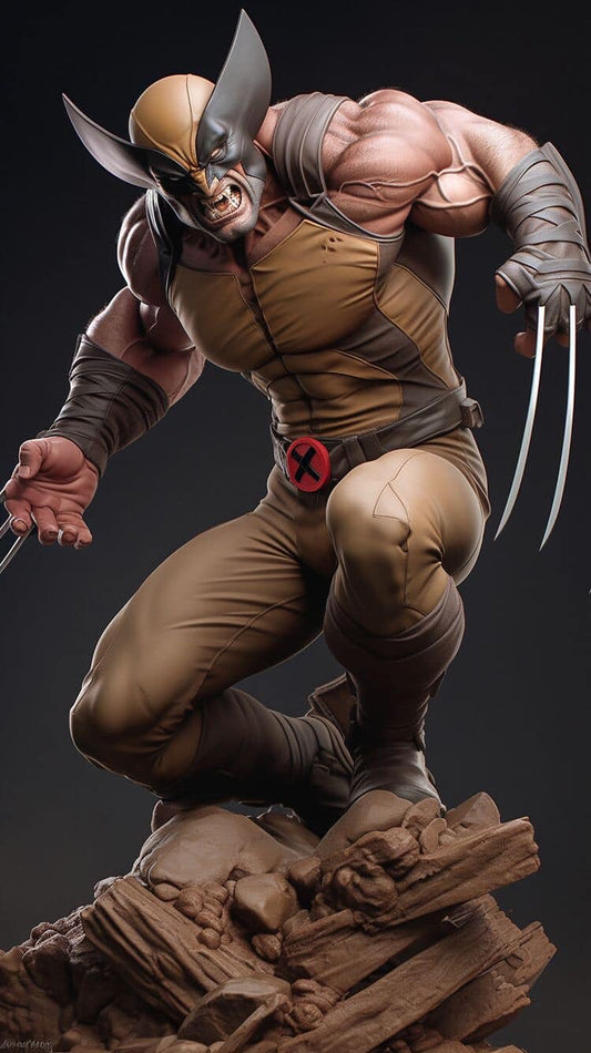 Wolverine Statue Sculpture Action Pose Print Poster