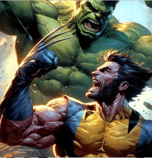Wolverine Vs Hulk Battle Print Poster