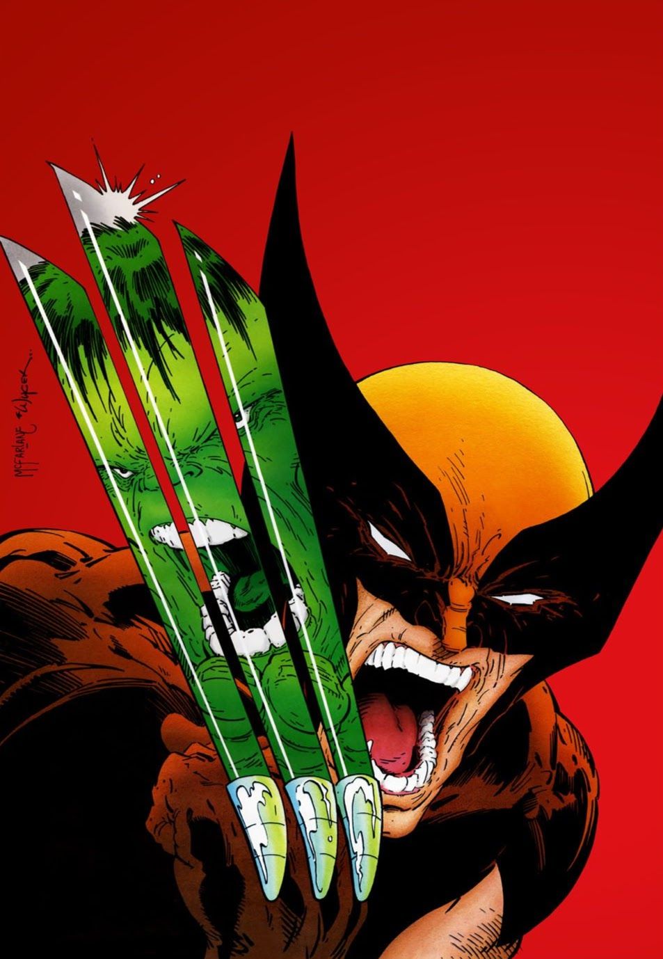 Wolverine Vs Hulk Comic Art Print Poster