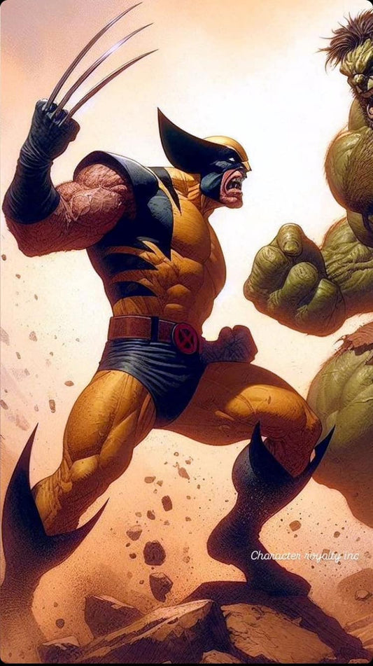 Wolverine Vs Hulk Comic Scene Print Poster