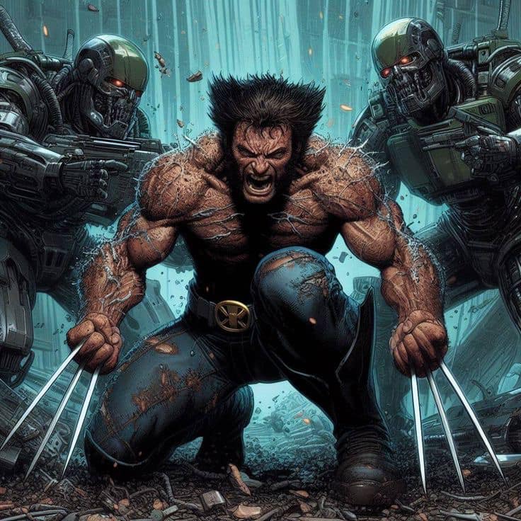 Wolverine Vs Terminators Action Scene Jigsaw Puzzle