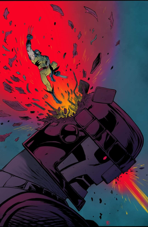 Wolverine Attacks Robot Head 834 Print Poster