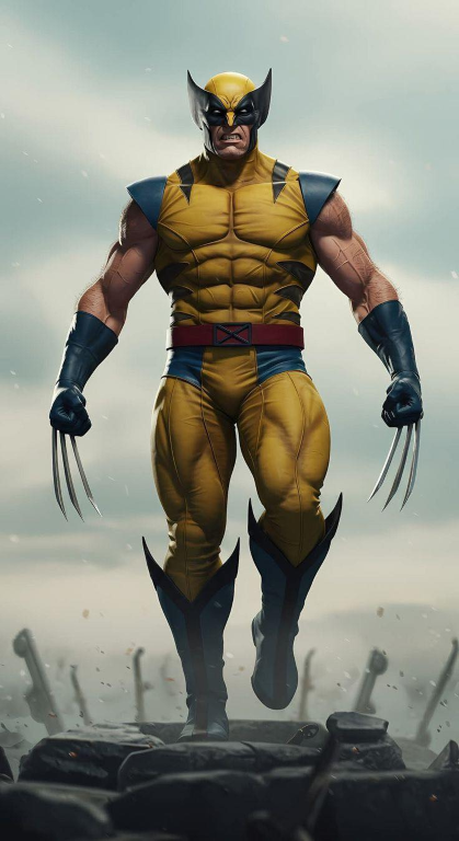 Wolverine Claws Yellow Suit 583 Print Poster