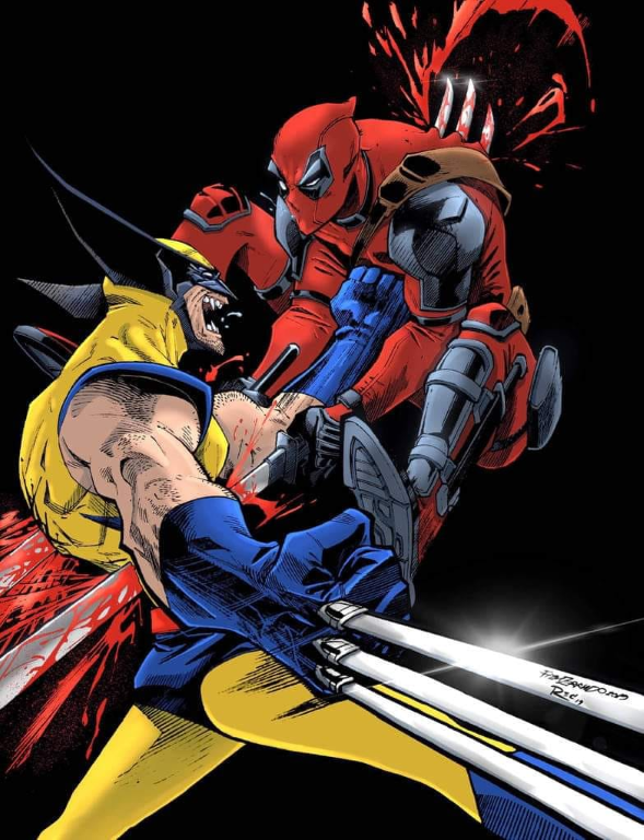 Wolverine Deadpool Fight 8093 Print Poster