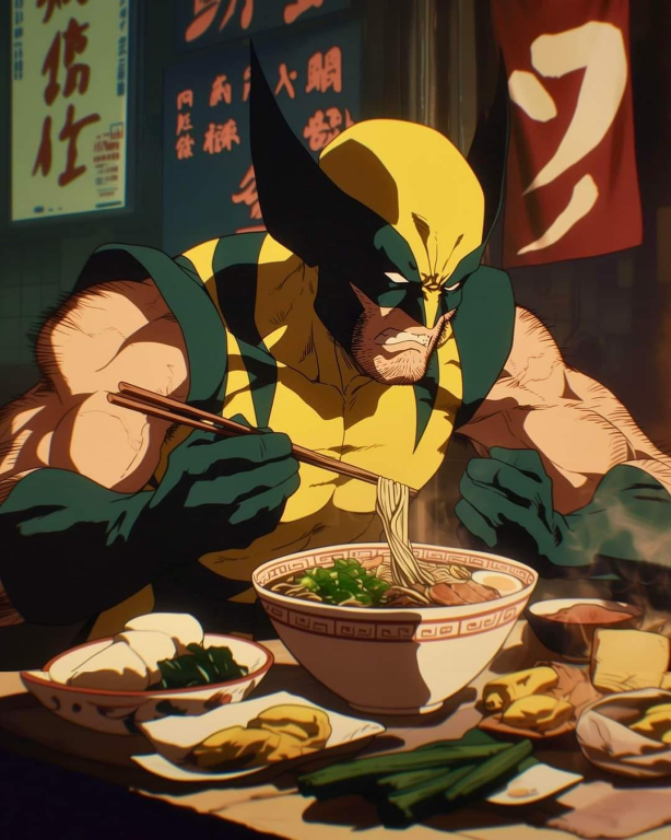 Wolverine Eating Noodles 475 Print Poster
