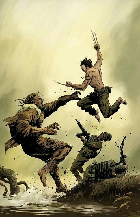 Wolverine Vs Creature Battle Print Poster
