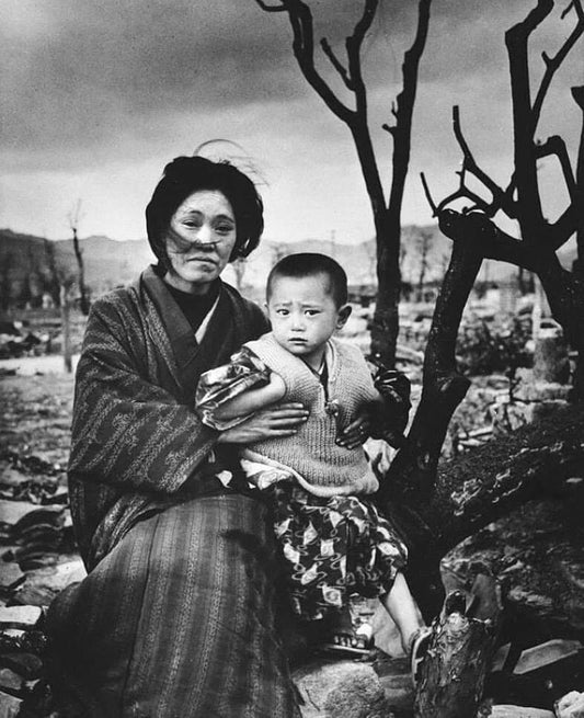 Woman & Baby After Hiroshima Japan Bomb 1945 World War 2 Picture Photo