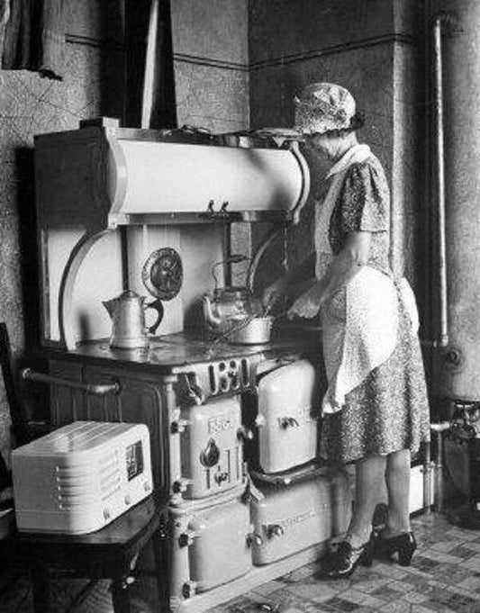 Woman Cooking In 1920S Style Kitchen Historic Retro Poster Picture Photo