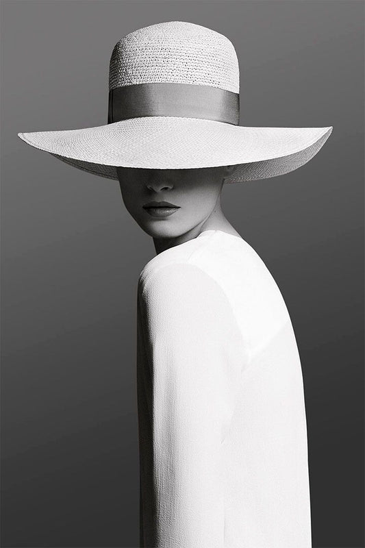 Woman In A White Hat Fashion Mystery Print Wall Art Home Decor Poster