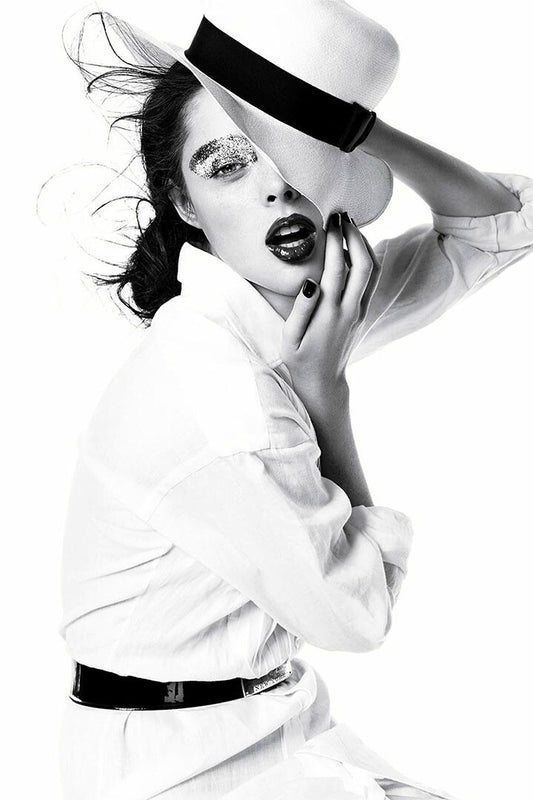 Woman In A White Hat Fashion Painting Print Wall Art Home Decor Poster