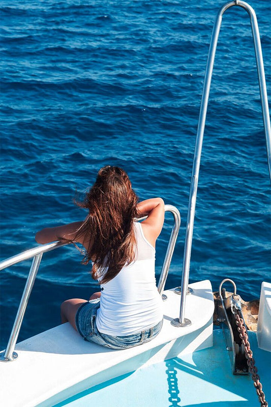 Woman Riding On The Bow Of A Yacht Painting Print Wall Art Home Poster