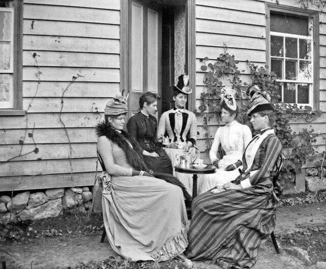 Women Having Tea New Zealand 1890 Classic Vintage Retro Picture Keychain