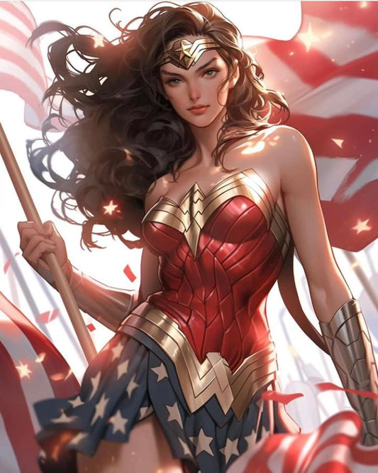 Wonder Woman American Flag Print Poster