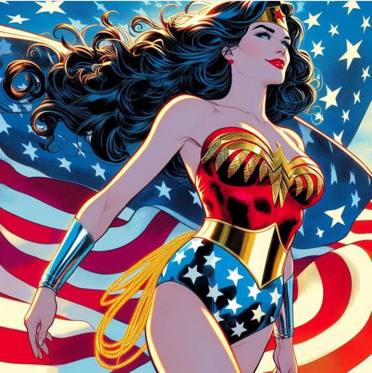 Wonder Woman American Flag (2) Jigsaw Puzzle