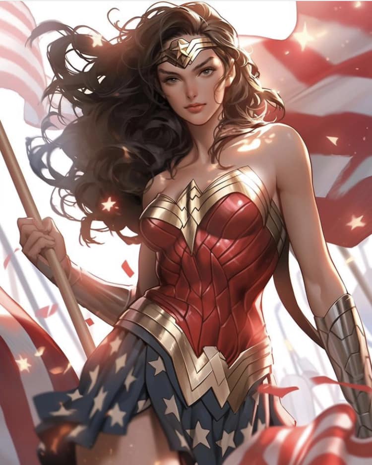 Wonder Woman American Flag Jigsaw Puzzle