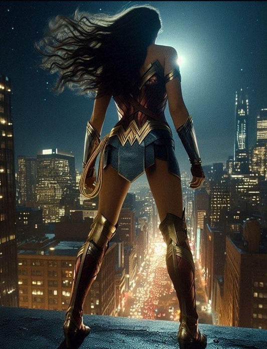Wonder Woman Cityscape Night Print Poster