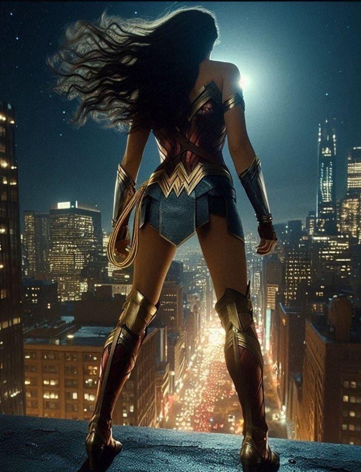 Wonder Woman Cityscape Night Jigsaw Puzzle