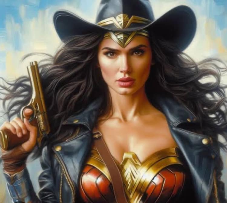Wonder Woman Cowgirl Portrait Print Poster