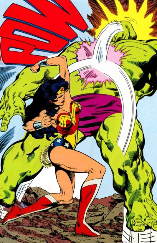 Wonder Woman Fighting Hulk Print Poster