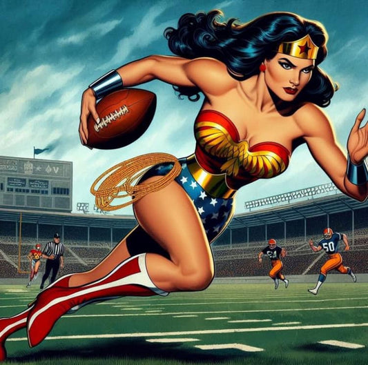 Wonder Woman Football Action Print Poster