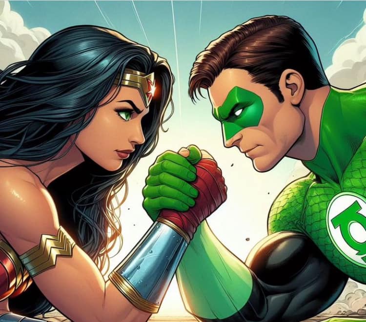 Wonder Woman Green Lantern Face Off Print Poster
