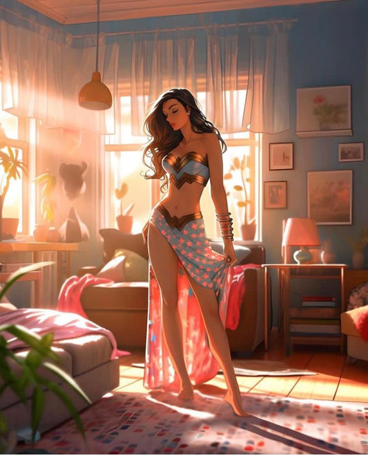 Wonder Woman In Apartment Print Poster