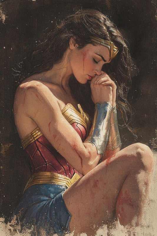 Wonder Woman Pensive Painting Print Poster