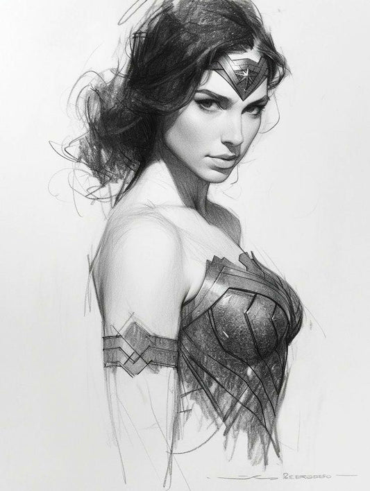 Wonder Woman Portrait Sketch Print Poster