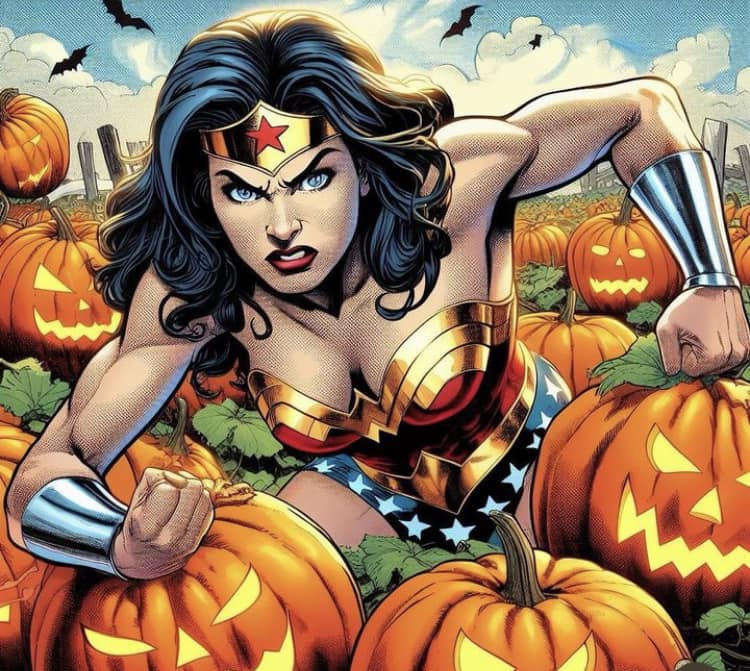 Wonder Woman Pumpkin Patch Print Poster