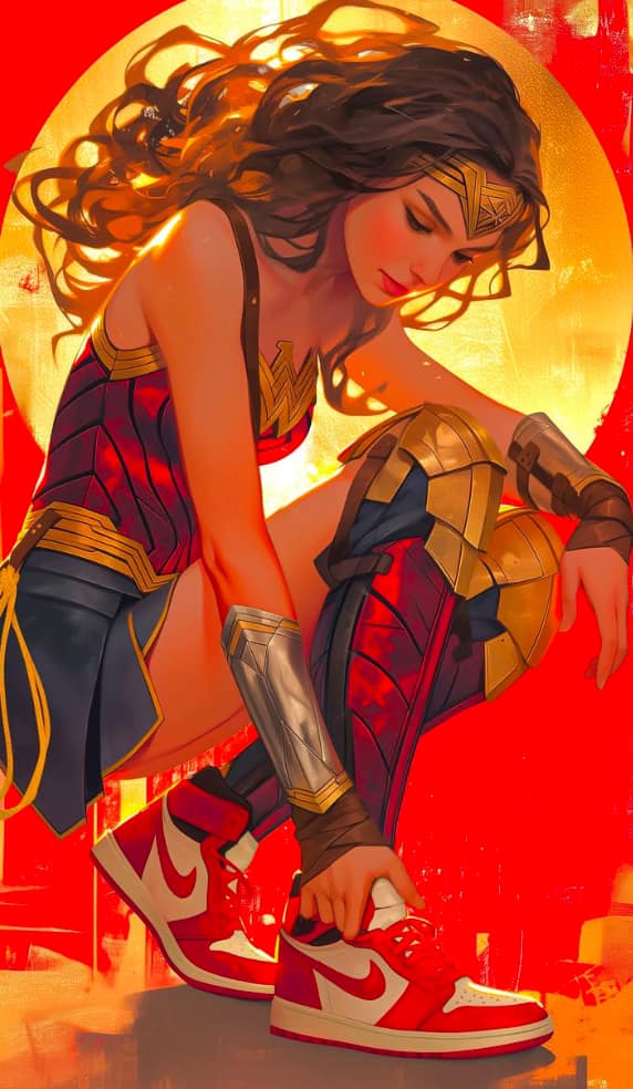Wonder Woman Sneakers Portrait Print Poster