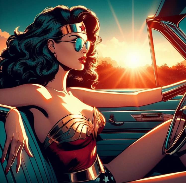 Wonder Woman Sunset Drive Magnet